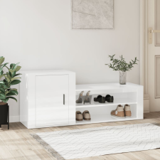 vidaXL magasfényű fehér szerelt fa cipőszekrény 130x35x54 cm bútor