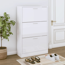 vidaXL magasfényű fehér szerelt fa cipőszekrény 63x24x103 cm bútor