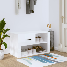 vidaXL magasfényű fehér szerelt fa cipőszekrény 80 x 35 x 45 cm bútor