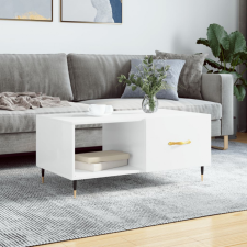 vidaXL magasfényű fehér szerelt fa dohányzóasztal 90 x 50 x 40 cm bútor