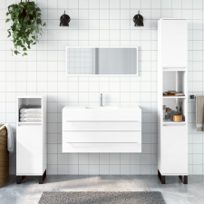 vidaXL magasfényű fehér szerelt fa fürdőszobaszekrény tükörrel fürdőszoba bútor
