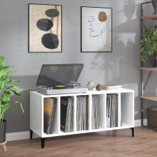 vidaXL Magasfényű fehér szerelt fa hanglemezszekrény 100 x 38 x 48 cm bútor