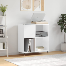 vidaXL magasfényű fehér szerelt fa hanglemezszekrény 84,5 x 38 x 89 cm bútor