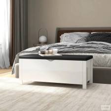 vidaXL Magasfényű fehér szerelt fa tárolódoboz párnával 105x40x45 cm bútor