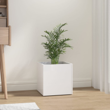 vidaXL Magasfényű fehér szerelt fa virágtartó 40 x 40 x 40 cm kerti tárolás