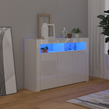 vidaXL magasfényű fehér tálalószekrény LED-világítással 115,5x30x75 cm bútor