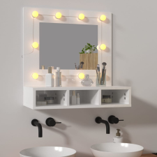 vidaXL magasfényű fehér tükrös szekrény LED-ekkel 60 x 31,5 x 62 cm fürdőszoba bútor