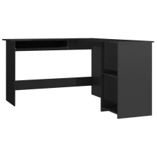 vidaXL magasfényű fekete forgácslap L-alakú íróasztal 120x140x75 cm (800754) íróasztal