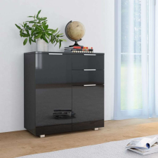 vidaXL magasfényű fekete forgácslap tálalószekrény 71x35x80 cm bútor