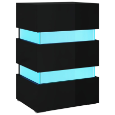 vidaXL magasfényű fekete szerelt fa LED-es éjjeliszekrény 45x35x67 cm (326847) bútor