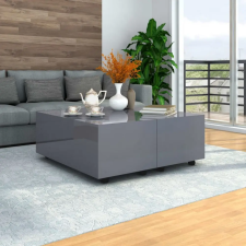 vidaXL Magasfényű szürke dohányzóasztal 100 x 100 x 35 cm bútor
