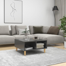 vidaXL magasfényű szürke forgácslap dohányzóasztal 60 x 60 x 30 cm bútor