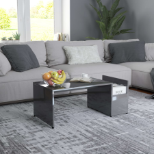 vidaXL magasfényű szürke forgácslap dohányzóasztal 90 x 45 x 35 cm bútor