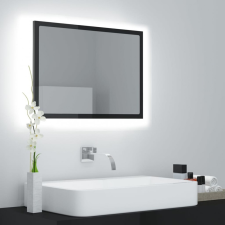 vidaXL Magasfényű szürke forgácslap fürdőszobai tükör 60 x 8,5 x 37 cm fürdőszoba kiegészítő
