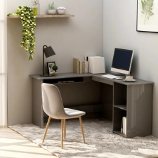 vidaXL Magasfényű szürke forgácslap L-alakú íróasztal 120x140x75 cm íróasztal