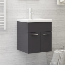vidaXL Magasfényű szürke forgácslap mosdószekrény 41 x 38,5 x 46 cm fürdőszoba bútor