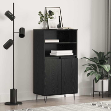 vidaXL Magasfiú polcokkal tárolóval ajtóval Fekete 60 x 36 x 110 cm Faanyag bútor