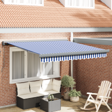 vidaXL Manuális Behúzható Napellenző Kék és Fehér 300x250 cm kerti bútor