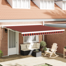 vidaXL Manuális behúzható napernyő sárga és narancs 400x350 cm kerti bútor
