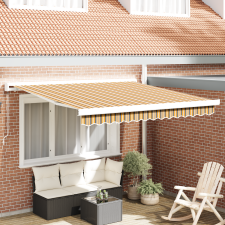 vidaXL Manuális Behúzható Napernyő Többszínű Csík 350x250 cm kerti bútor