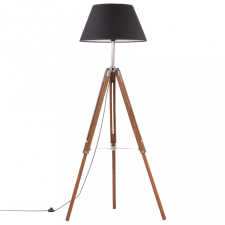 vidaXL Mézbarna-fekete háromlábú tömör tíkfa állólámpa 141 cm világítás