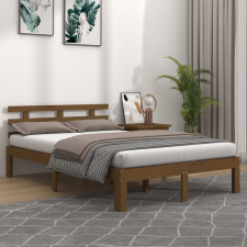 vidaXL mézbarna tömör fa ágykeret 150x200 cm (5FT King Size) ágy és ágykellék