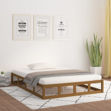 vidaXL mézbarna tömör fa ágykeret 200 x 200 cm ágy és ágykellék