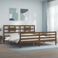 vidaXL mézbarna tömör fa ágykeret fejtámlával 200 x 200 cm ágy és ágykellék