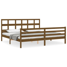 vidaXL mézbarna tömör fa ágykeret fejtámlával 200 x 200 cm (3194854) ágy és ágykellék