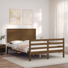 vidaXL mézbarna tömör fa ágykeret fejtámlával Small Double ágy és ágykellék
