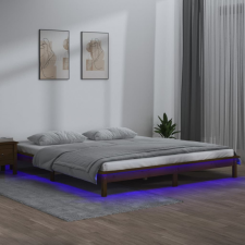 vidaXL Mézbarna tömör fa ágykeret LED-ekkel 200 x 200 cm ágy és ágykellék