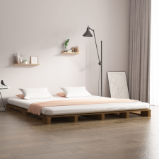 vidaXL mézbarna tömör fenyőfa ágykeret 140 x 190 cm ágy és ágykellék