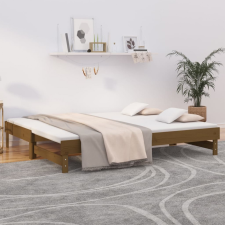 vidaXL mézbarna tömör fenyőfa kihúzható kanapéágy 2 x (80 x 200) cm ágy és ágykellék