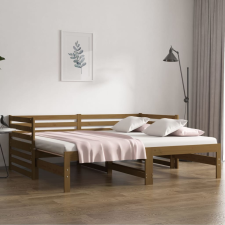vidaXL mézbarna tömör fenyőfa kihúzható kanapéágy 2x(90x190) cm ágy és ágykellék
