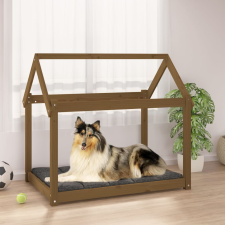 vidaXL mézbarna tömör fenyőfa kutyaágy 101x70x90 cm szállítóbox, fekhely kutyáknak
