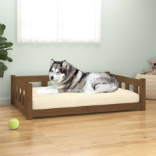 vidaXL mézbarna tömör fenyőfa kutyaágy 105,5x75,5x28 cm szállítóbox, fekhely kutyáknak