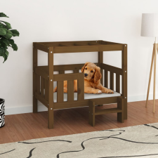 vidaXL Mézbarna tömör fenyőfa kutyaágy 75,5x63,5x70 cm szállítóbox, fekhely kutyáknak
