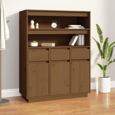 vidaXL mézbarna tömör fenyőfa magasszekrény 89x40x116,5 cm bútor