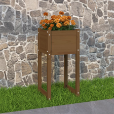 vidaXL Mézbarna tömör fenyőfa növénytartó 40x40x81 cm kerti tárolás