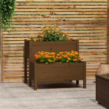 vidaXL mézbarna tömör fenyőfa növénytartó 84,5 x 84 x 75 cm kerti dekoráció