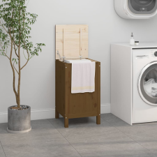 vidaXL mézbarna tömör fenyőfa szennyestartó láda 44 x 44 x 76 cm bútor