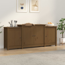 vidaXL mézbarna tömör fenyőfa tálalószekrény 164x37x68 cm bútor