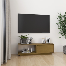 vidaXL mézbarna tömör fenyőfa TV-szekrény 110 x 30 x 33,5 cm bútor
