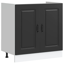 vidaXL Mosogató aljzat szekrény Kalmar fekete 80x46x81,5 cm műanyag fa (853448) bútor