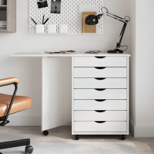 vidaXL MOSS fehér tömör fenyőfa görgős szekrény íróasztallal bútor