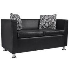 vidaXL Műbőr kétszemélyes kanapé fekete bútor