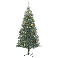 vidaXL műkarácsonyfa 130 LED-del, gömbszettel és hópehellyel 210 cm (3210126) műfenyő