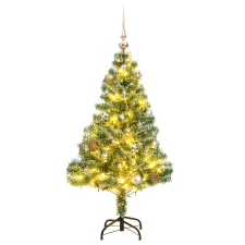 vidaXL műkarácsonyfa 150 LED-del, gömbszettel és hópehellyel 120 cm műfenyő