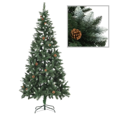 vidaXL műkarácsonyfa fenyőtobozokkal és fehér csillámmal 210 cm karácsonyi dekoráció