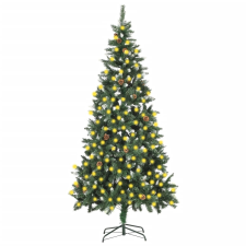 vidaXL műkarácsonyfa LED-del és tobozzal 210 cm (3077748) - Műfenyő műfenyő